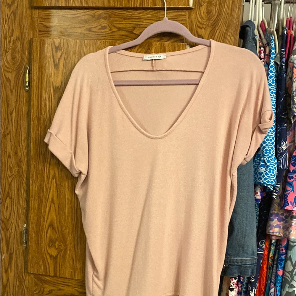 Casual Pink V-Neck Top